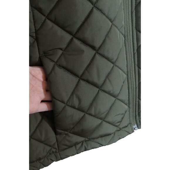 LANDS END Olive Green Quilted Mid Weight Vest Size L 14/16 Classic Preppy - Picture 5 of 7